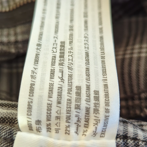 Hollister Plaid Ultra High Rise Viscose Blend Pants LARGE Black Gray White - Picture 6 of 16